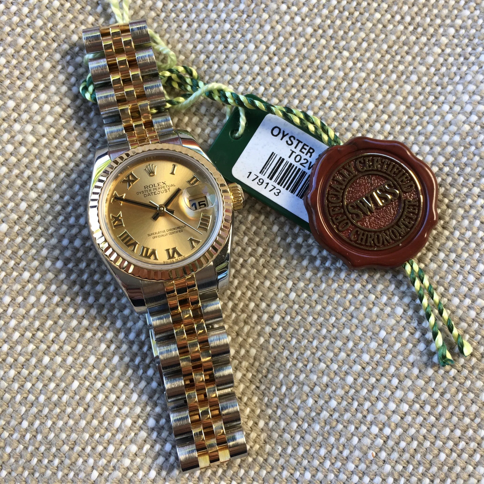 Rolex Datejust 179173 Ladies Two Tone Roman Champagne Random Jubilee Watch