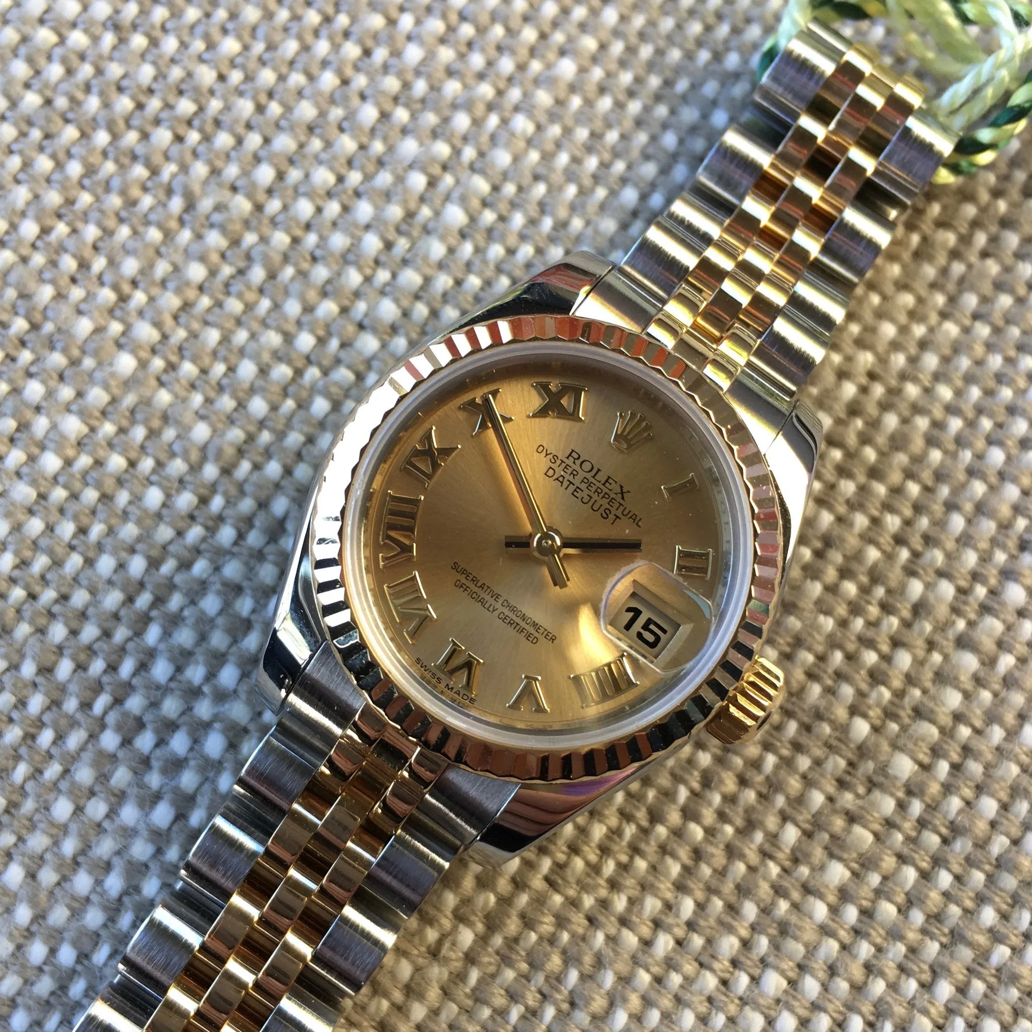 Rolex Datejust 179173 Ladies Two Tone Roman Champagne Random Jubilee Watch
