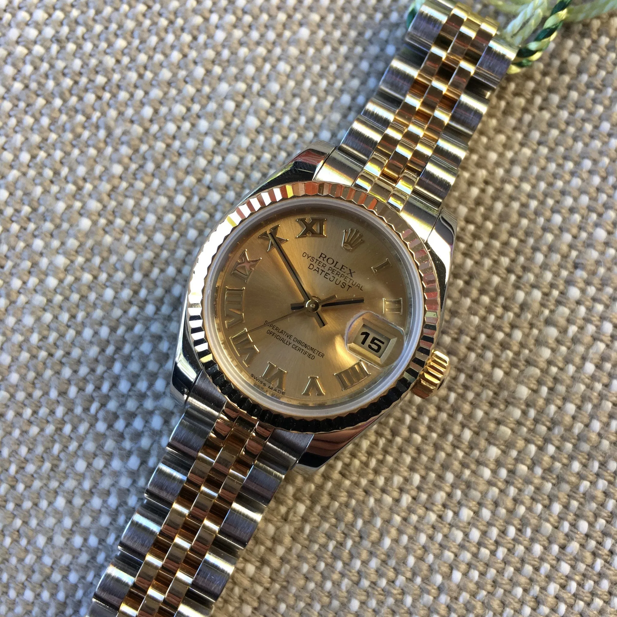 Rolex Datejust 179173 Ladies Two Tone Roman Champagne Random Jubilee Watch