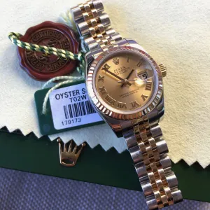 Rolex Datejust 179173 Ladies Two Tone Roman Champagne Random Jubilee Watch
