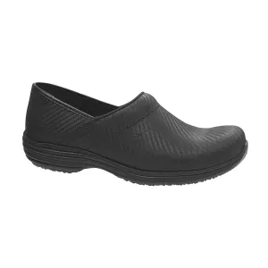 Sanita Wave Leather Clog with Carbon Style Closed Heel Black