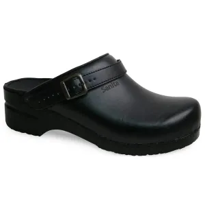 Sanita Women's Black Leather Chef Clog
