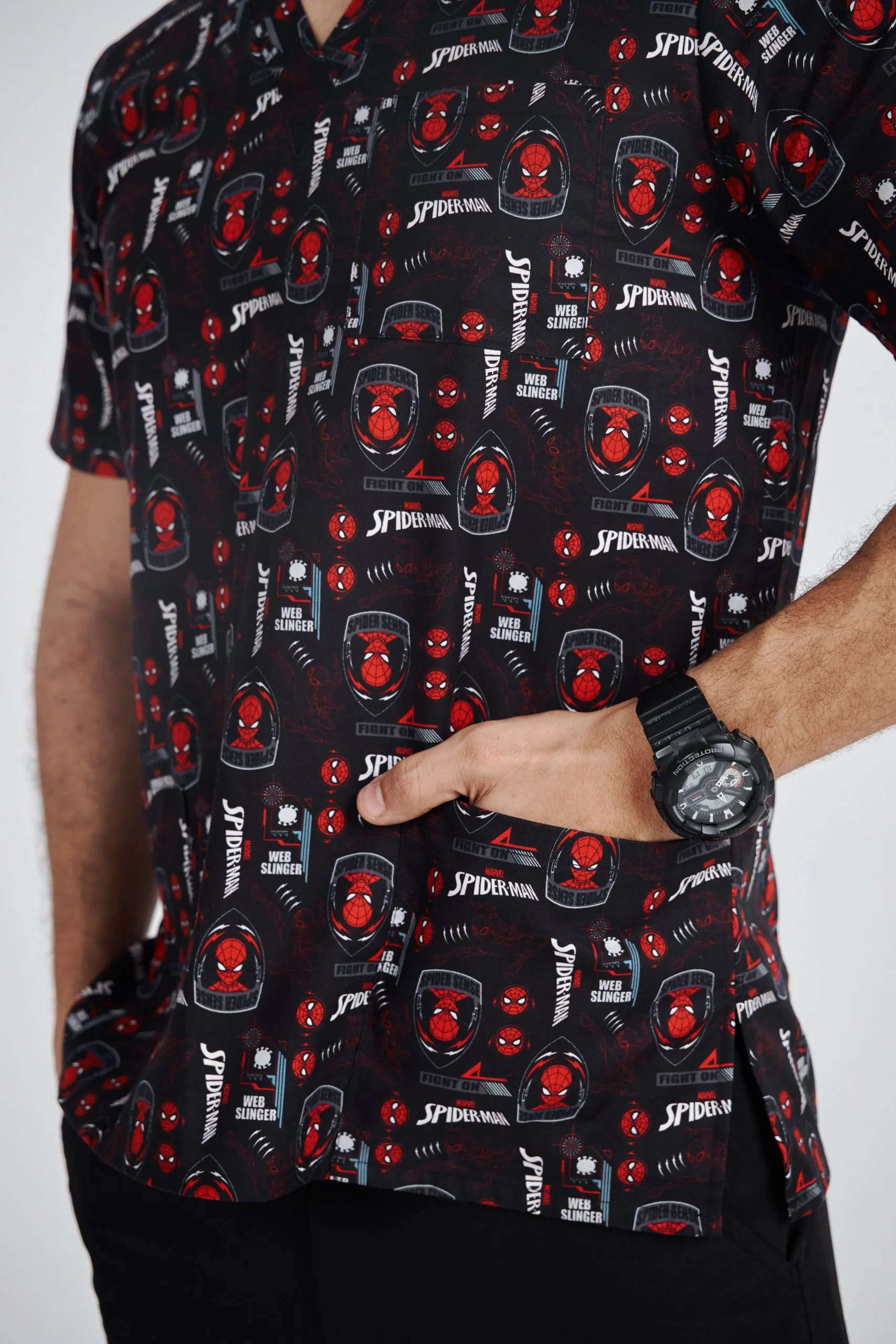 Spiderman Printed Scrub Top