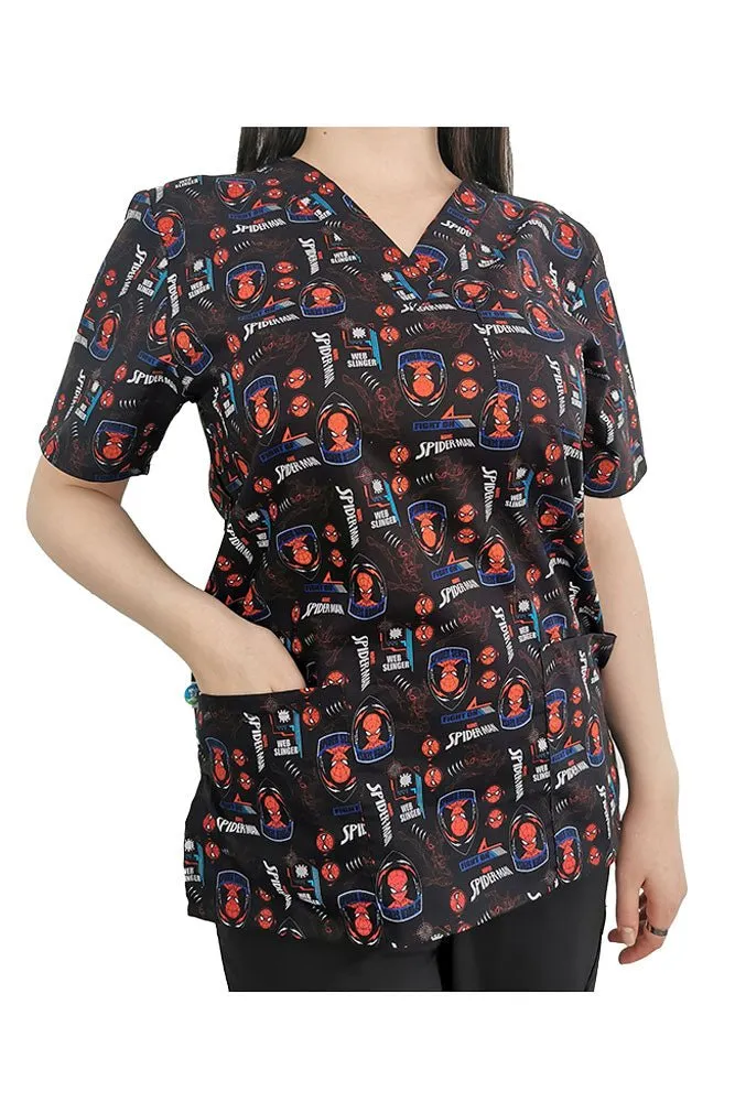 Spiderman Printed Scrub Top