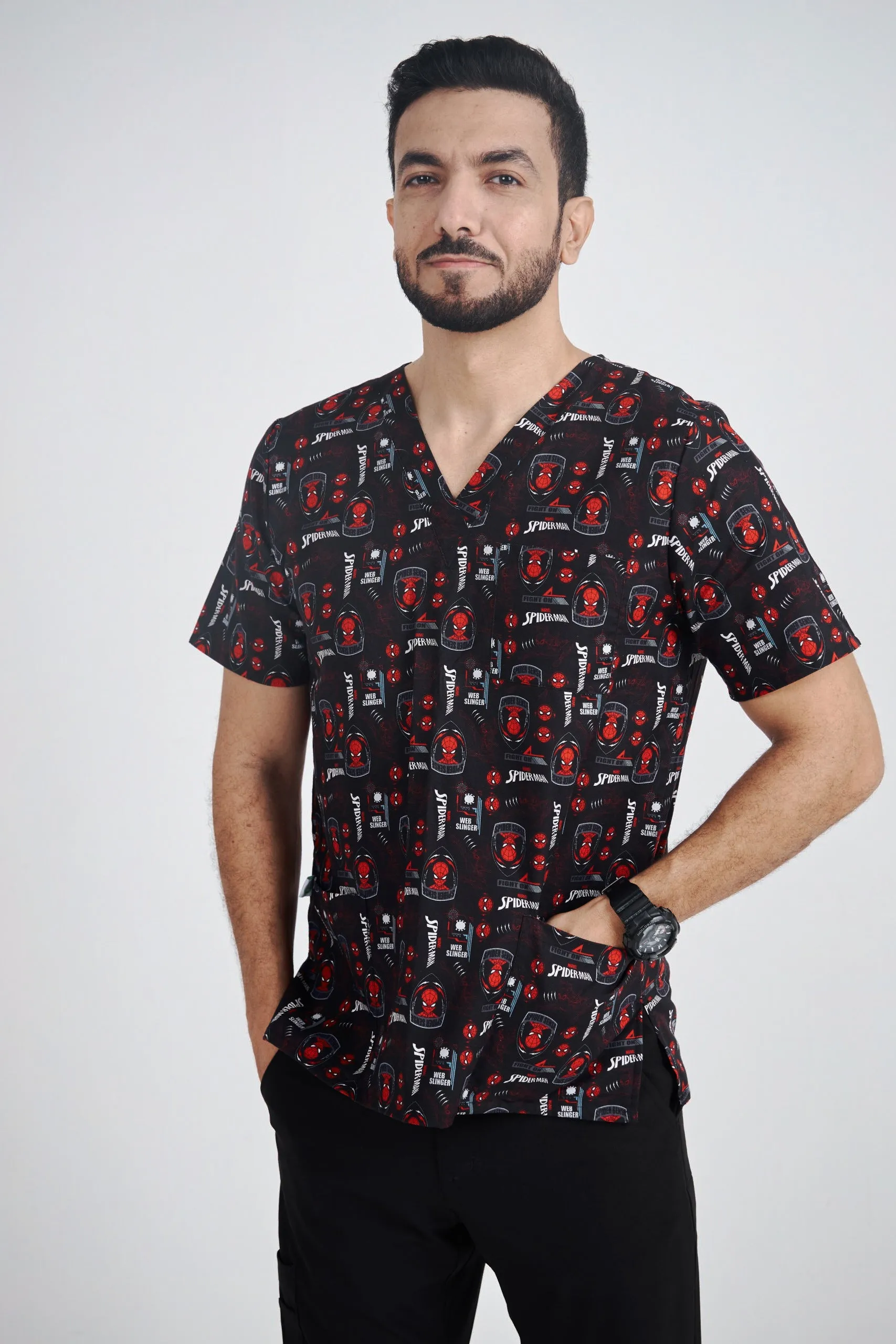 Spiderman Printed Scrub Top