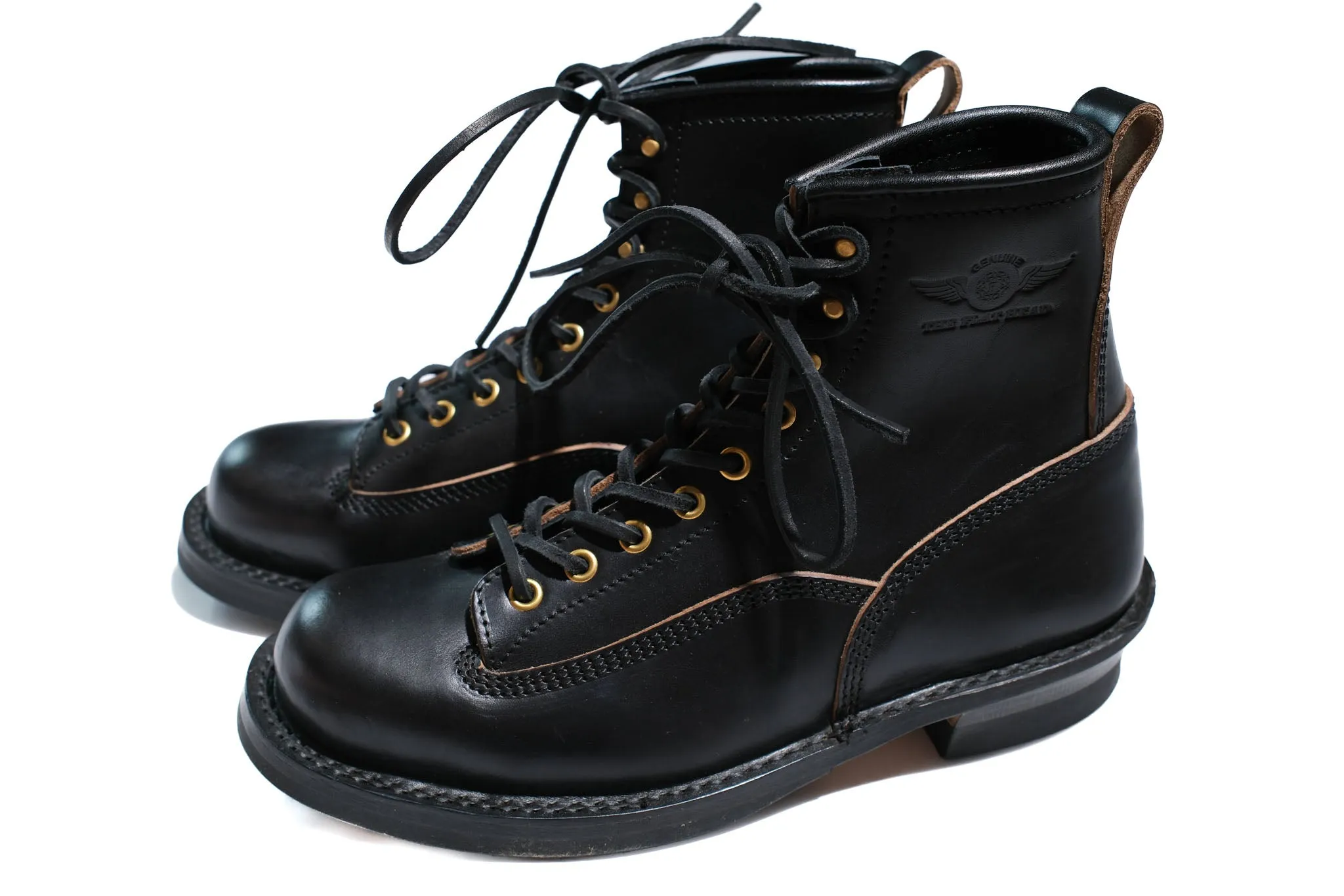 The Flat Head 6" Horsebutt Logger Boots (Black Tea-core)