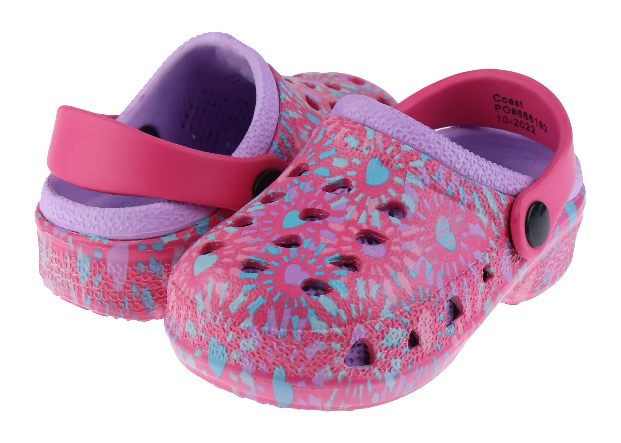 Toddler Girls Tie Dye Hearts Printed Injected EVA Two Tone Clog