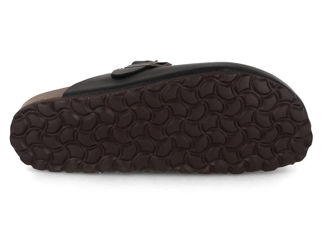Tuffeln® Unisex Leather Clogs with Fastener «Helgoland», antracite