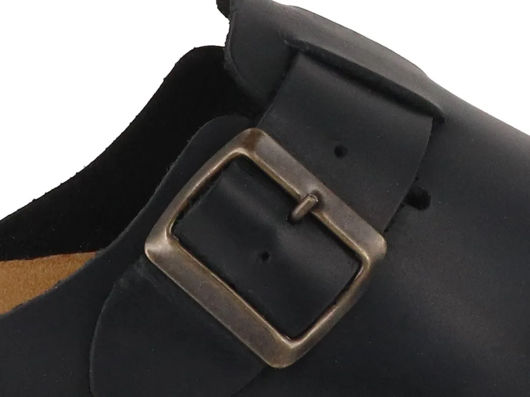 Tuffeln® Unisex Leather Clogs with Fastener «Helgoland», antracite