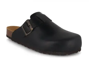 Tuffeln® Unisex Leather Clogs with Fastener «Helgoland», antracite