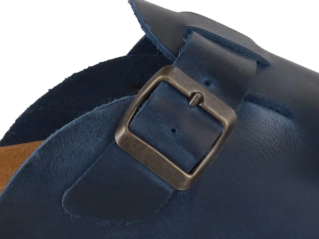 Tuffeln® Unisex Leather Clogs with Fastener «Helgoland», limnea blue