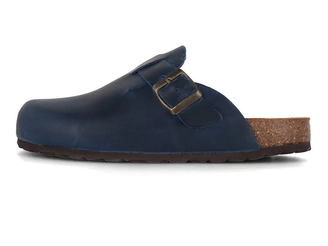 Tuffeln® Unisex Leather Clogs with Fastener «Helgoland», limnea blue