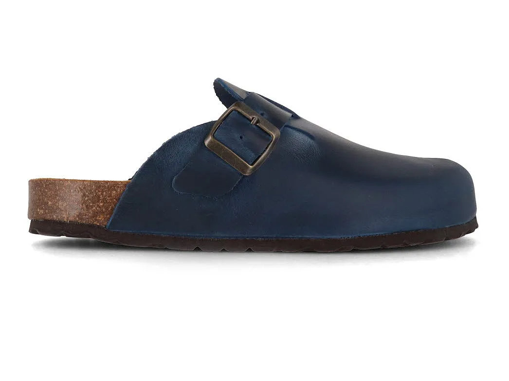 Tuffeln® Unisex Leather Clogs with Fastener «Helgoland», limnea blue