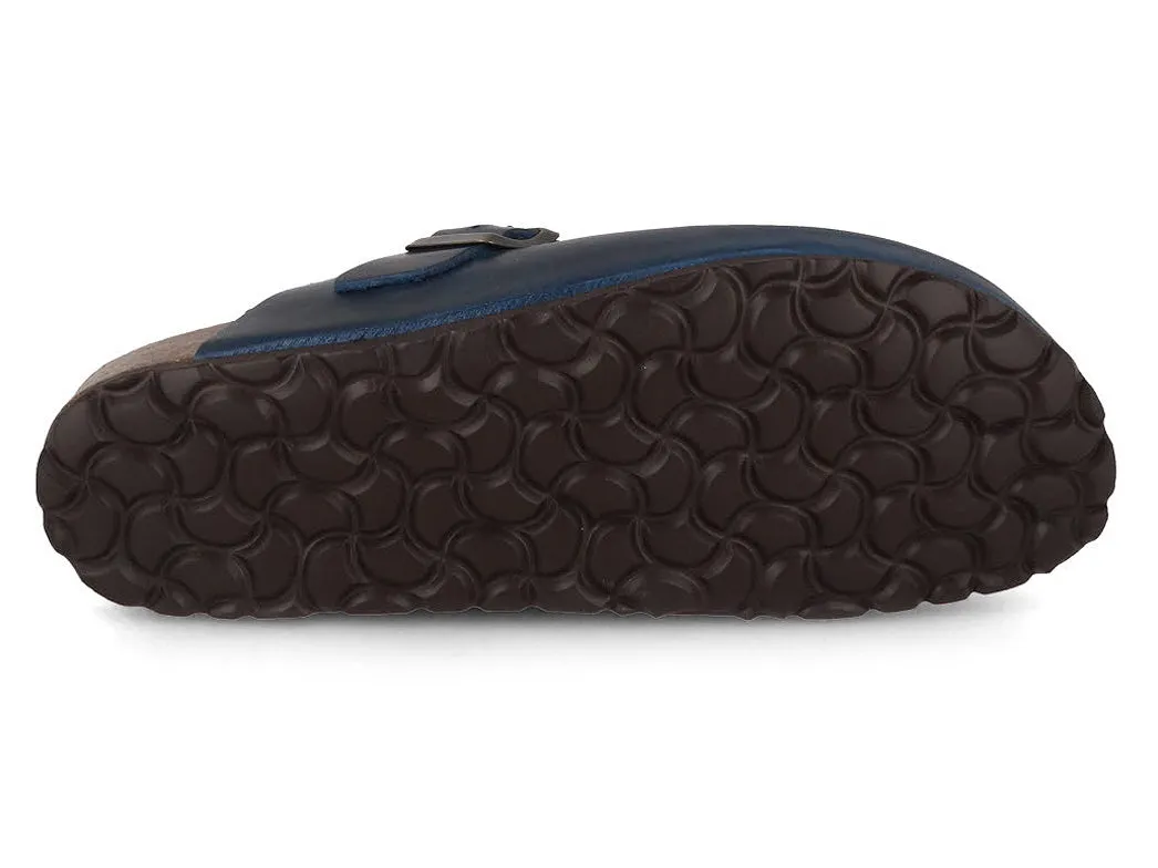 Tuffeln® Unisex Leather Clogs with Fastener «Helgoland», limnea blue