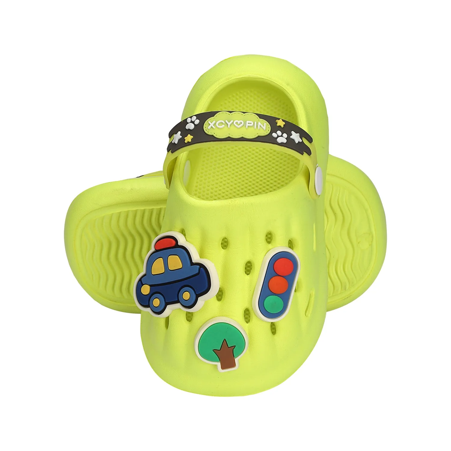 VEHICLE APPLIQUE CLOGS - NEON GREEN