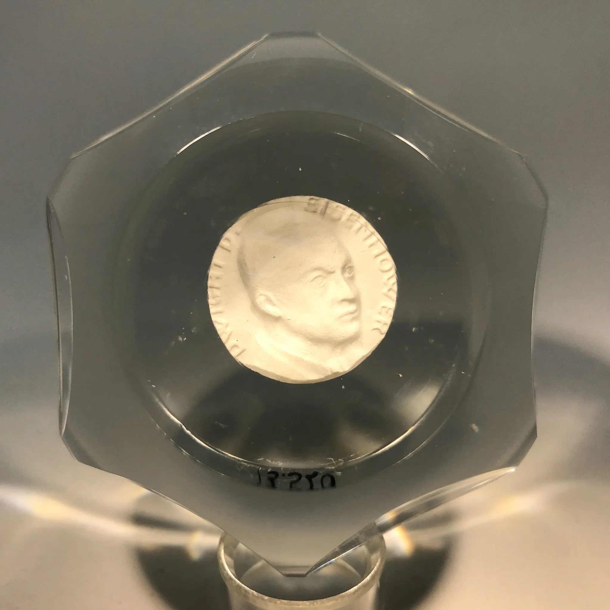 Very Rare 1952 Baccarat Art Glass Paperweight Dwight Eisenhower Sulphide