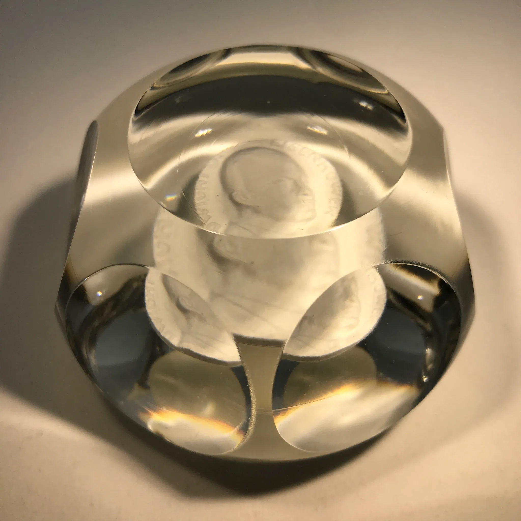 Very Rare 1952 Baccarat Art Glass Paperweight Dwight Eisenhower Sulphide