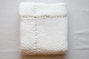 White Hemstitched Hand Woven Baby Blanket