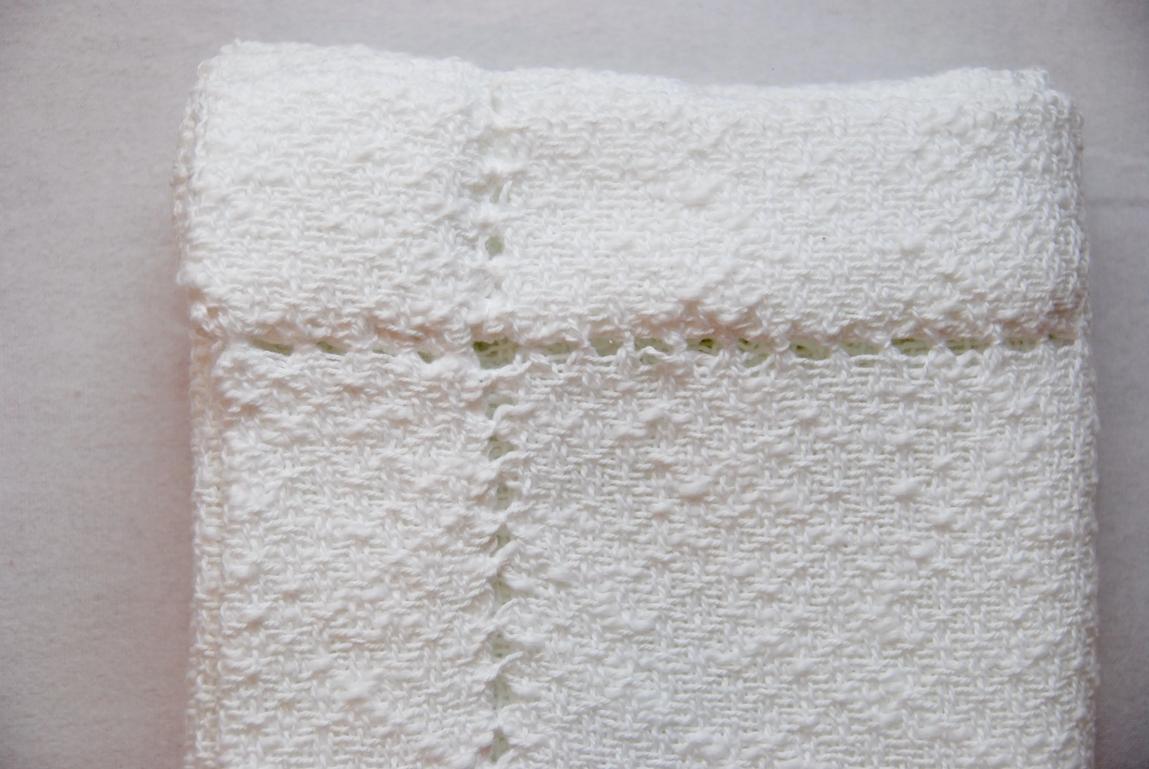 White Hemstitched Hand Woven Baby Blanket