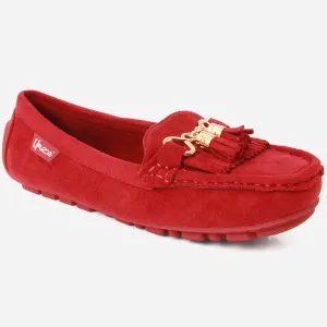 Women "PATICE" Moosehide Fringed Kilty Moccasins