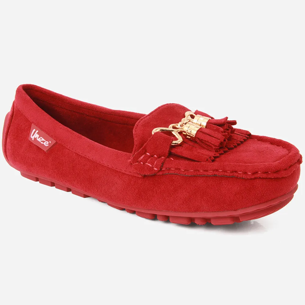 Women "PATICE" Moosehide Fringed Kilty Moccasins